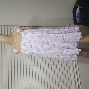 Pink Lily m flowy floral ruffle hem adjustable tie straps mini sundress